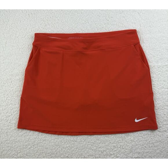 Nike Golf Skort Dri-FIT Womens Large Orange White Swoosh Pickleball Skirt - Picture 1 of 7